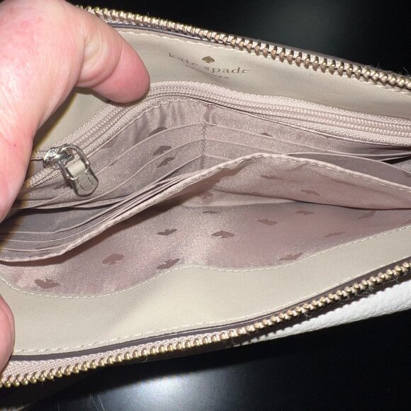 Kate Spade Leila Small Flap Crossbody Bag Light Sand Two-toned Leather Purse EUC - Picture 8 of 9